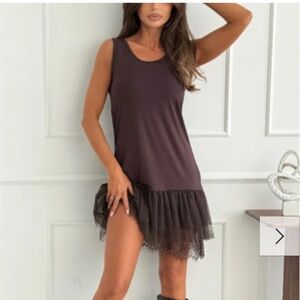 Round Neck Sleeveless Splice Ruffle Mini Dress